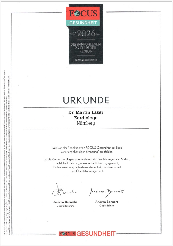 Empfehlungsurkunde Empfohlener Arzt der Region 2026